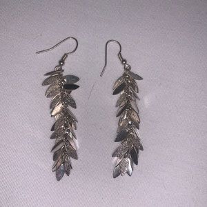 Silver Leaf Statement Earrings